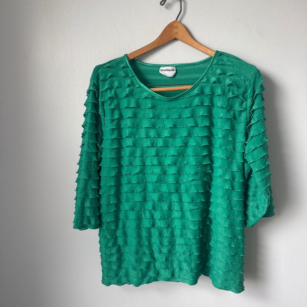 BonWorth three-quarter length sleeve vintage ruffle blouse